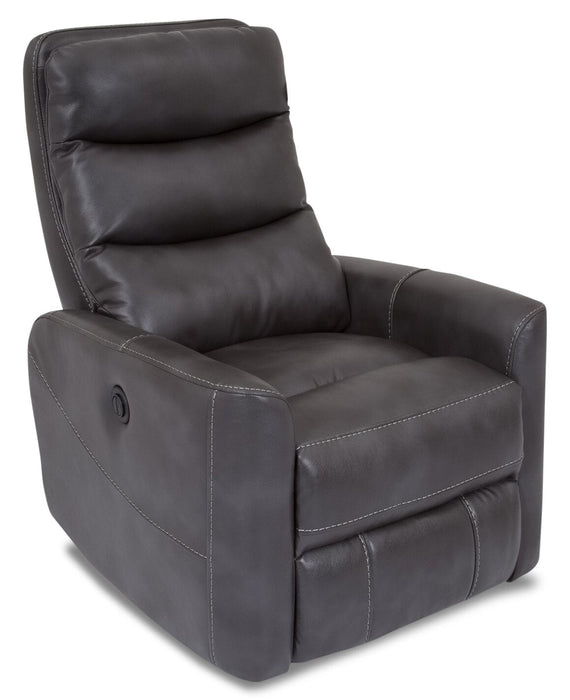Cindy Crawford Home Quinn 31\" Leather-Look Fabric Swivel Rocker Power Reclining Chair - Grey