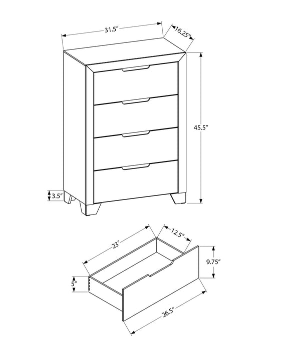 Elite Bedroom Chest of Drawers, 4-Drawer, 32\"W x 46\"H - White
