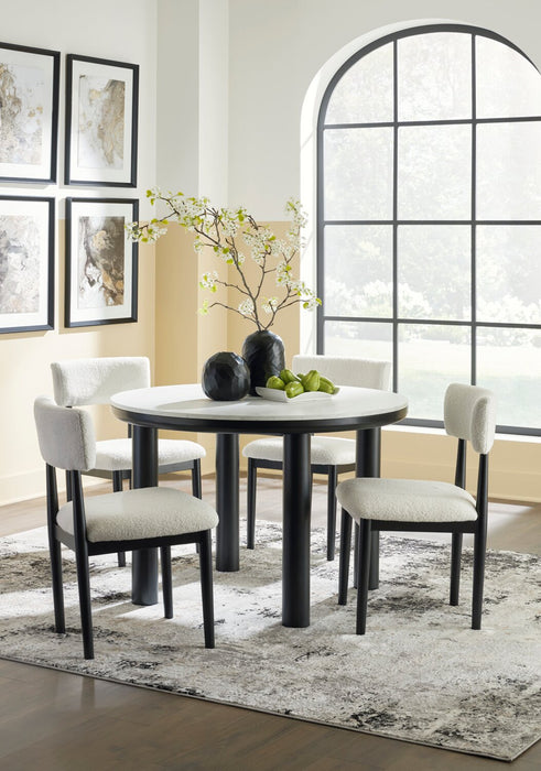 Jolie Dining Chair with Boucle Fabric - White & Black