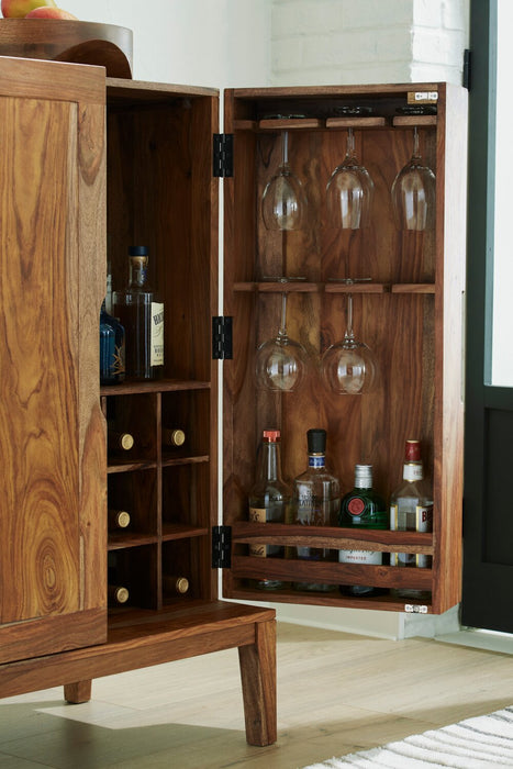 Indie Dining Server with Storage & Built-In Wine Rack, 32\"W - Distressed Brown