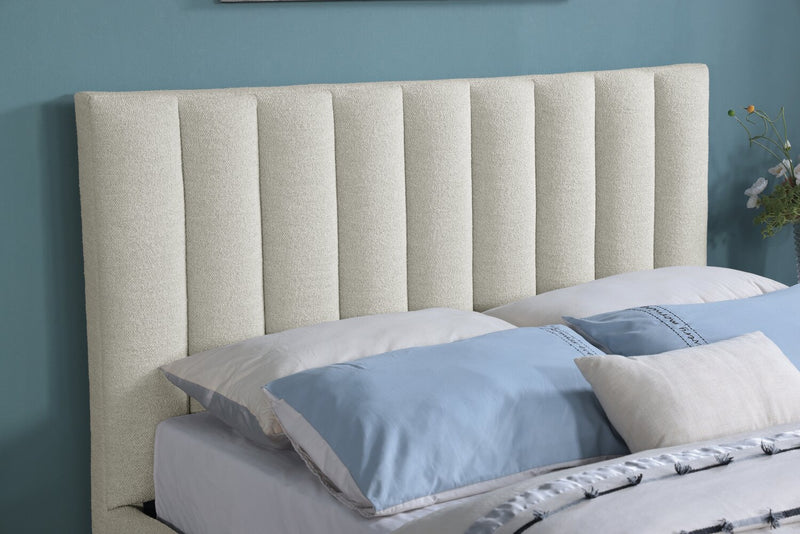 Kort & Co. Rain Upholstered Platform Bed in Taupe Fabric, Tufted - King Size
