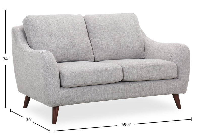 Zoey 59.5\" Fabric Loveseat - Grey