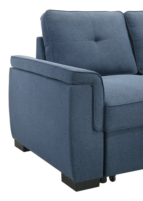 Eden 2-Piece Reversible Fabric Sleeper Sectional with Storage Chaise and Removable Back Cushions - Blue