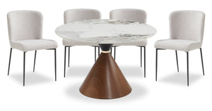 Alwin 5pc Dining Set with Table & 4 Chairs, Sintered Stone Top, Metal, 47.25