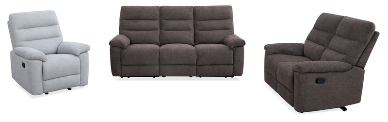 Jasper 59\" Chenille Fabric Reclining Loveseat - Brown
