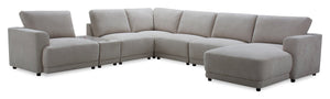 Voyage Modular 7-Piece Right-Facing Fabric Sectional with Console and Removable Back Cushions – Beige