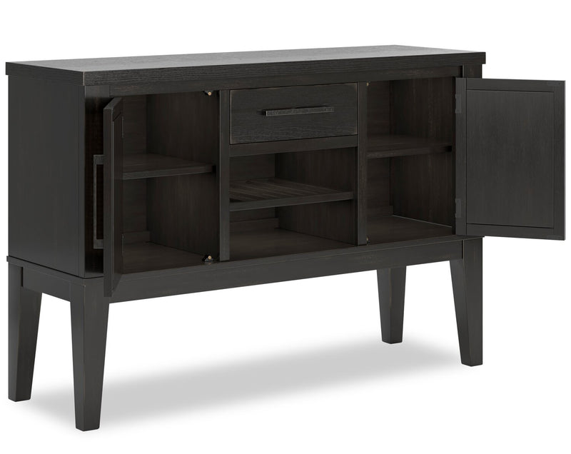 Shaw Dining Server with Storage & Built-In Wine Rack, Cane-Look Details, 56\"W - Black
