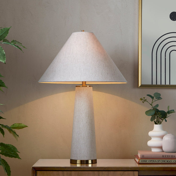 Rachel 19\" Contemporary Table Lamp with Linen Shade – Brass