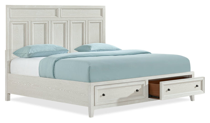 Casa 5pc Bedroom Set with Bed, Dresser & Mirror, Wood, White - King Size