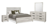 Aspen 6pc Bedroom Set with Bed, Dresser, Mirror & Nightstand, Grey - Queen Size 