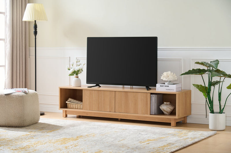 Sylvie 70\" Modern TV Stand with Storage for TVs up to 70\" - Natural Oak