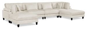 Lounge 6-Piece Chenille Modular Sectional – Beige 