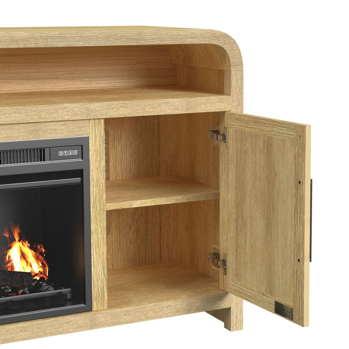 Lenore 60\" Electric Fireplace TV Stand with Storage - Natural