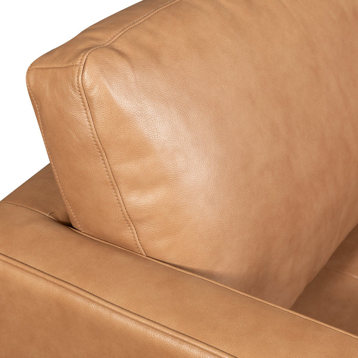 Edge 2-Piece Right-Facing Genuine Leather Sectional with Wood Legs and Removable Back Cushions - Brown