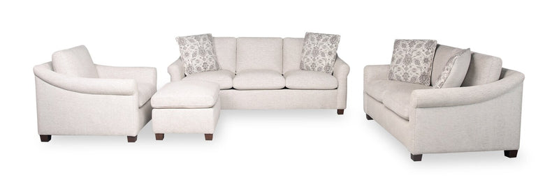 Mallie 36\" Chenille Fabric Chair with Rolled Arms and Wood Legs - Shell White