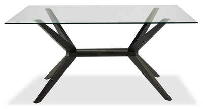 Ace Dining Table with Glass Top, 63"W - Brown | Table de salle à manger Ace de 63 po (L) avec dessus en verre - brune