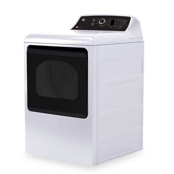GE 5.3 Cu. Ft. Top Load Washer and 7.4 Cu. Ft. Electric Dryer - White and Rose Gold 