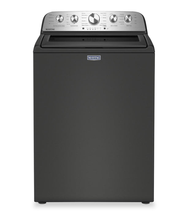 Maytag 5.5 Cu Ft. Top Load Impeller Washer with Pet Pro Option and 7.0 Cu Ft. Gas Dryer – Volcano Black
