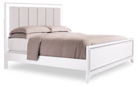 Halo Panel Bed with Headboard & Frame, LED, Glam, White - King Size 