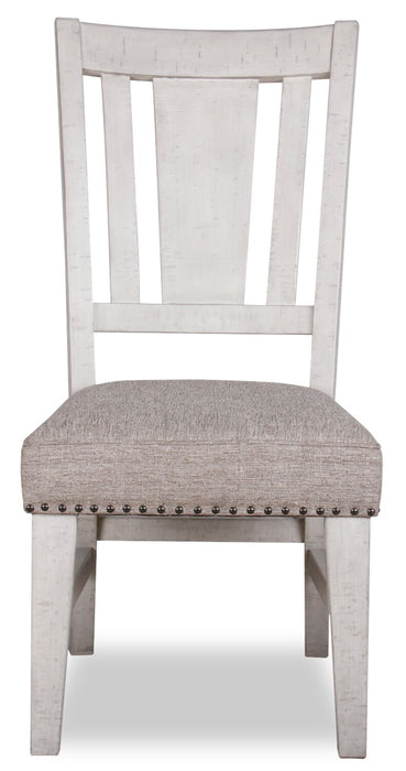 Willow Dining Chair with Cushion Fabric Seat & Nailhead Trim - Rustic White