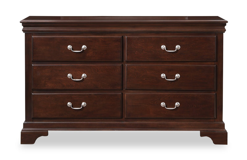 Marco 5pc Bedroom Set with Bed, Dresser & Mirror, Cherry Brown - King Size