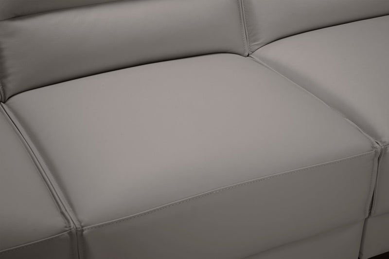 Citadel 3-Piece Right-Facing Top-Grain Genuine Leather Sectional with Wood Legs - Grey