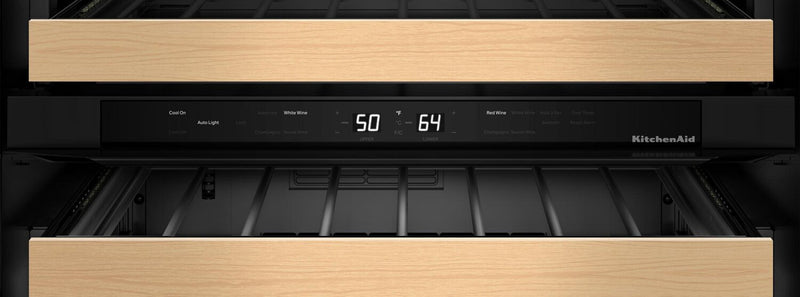 Kitchenaid® 24\" Undercounter Wine Cellar with Full-Extension Wood-Front Racks - Stainless Steel - KUWR524SPS