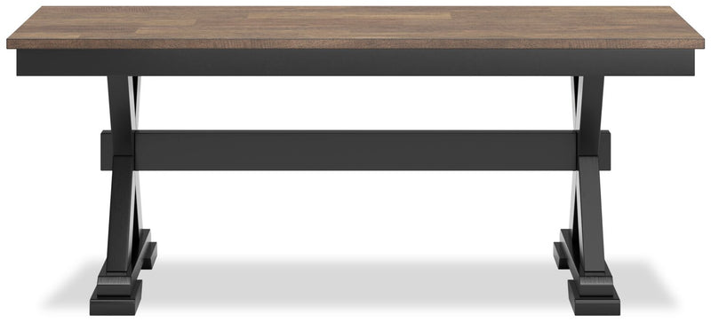 Raven Dining Bench, 48\"W - Two-Tone Black & Brown
