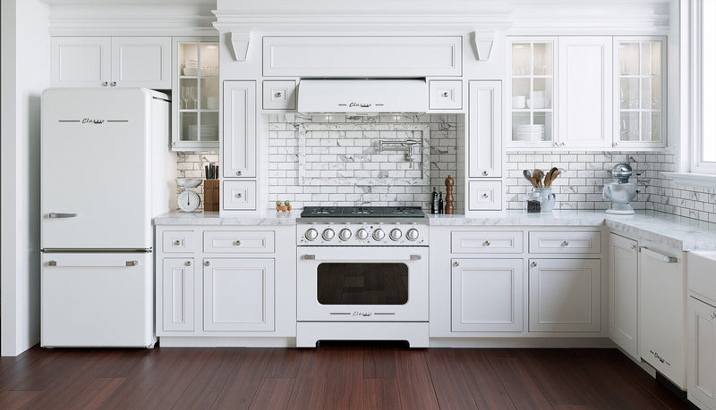 Classic Retro by Unique 36\" 700 CFM Under-Cabinet Range Hood - Marshmallow White - UGP-36CR RH W