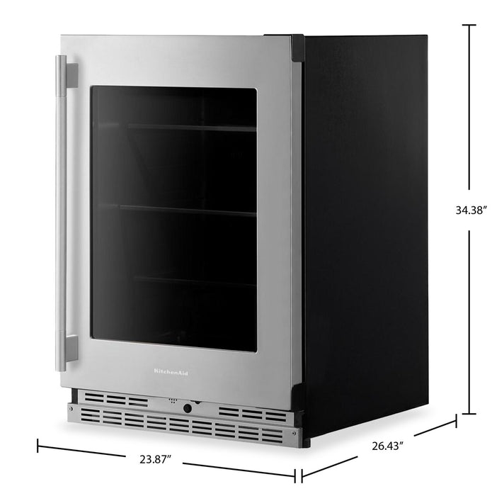 KitchenAid 24\" Undercounter Refrigerator with Metallic Accents – PrintShield Stainless - KURL524SPS