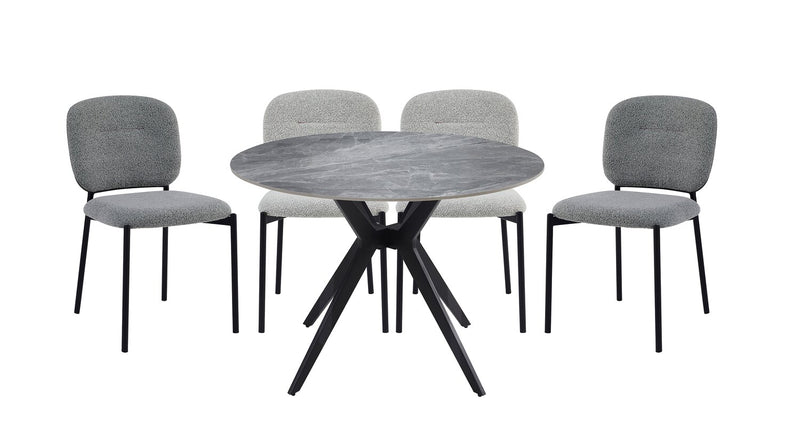 Luka Dining Table with Sintered Stone Top, Metal Base - 43.5\"W Round – Grey