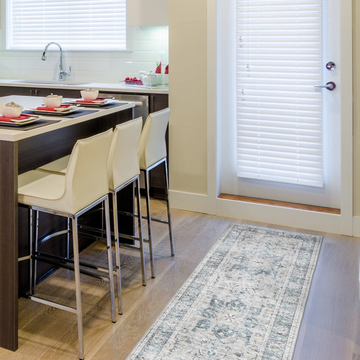 Melis Grey Washable Runner Area Rug - 2’ x 7’