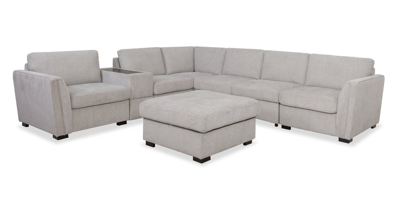 Vault 6-Piece Sectional with Sofa Bed Loveseat and Three Storage Chairs - Grey