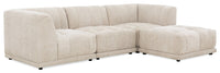 Kort & Co. Oaklyn Modular 4-Piece Fabric Sectional with Ottoman and Tufted Seat Cushions - Beige 