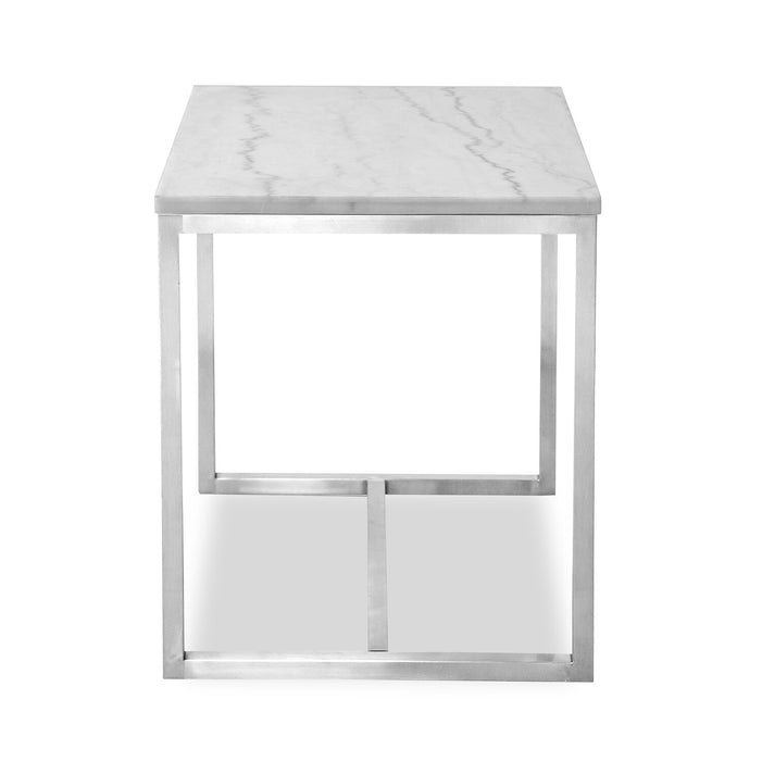 Sampson 20\" Modern Marble End Table - White