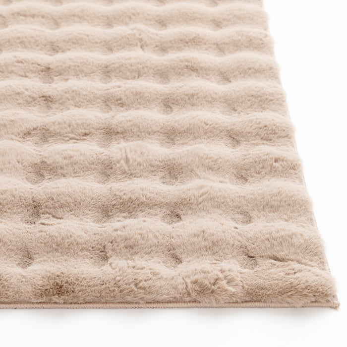 Faux Fur Bubble Taupe Area Rug with Memory Foam Backing - 7' x 10'