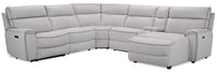 Cindy Crawford Home Newport 6-Piece Right-Facing Faux Suede Power Reclining Sectional - Grey 