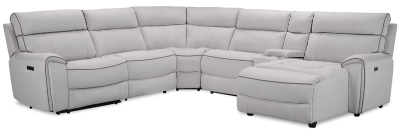Cindy Crawford Home Newport 6-Piece Right-Facing Faux Suede Power Reclining Sectional - Grey