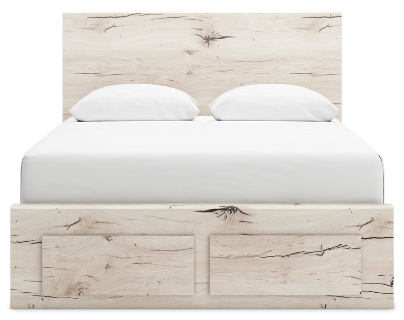 Derekson 5pc Bedroom Set with Storage Bed, Dresser & Mirror, Rustic White - Queen Size