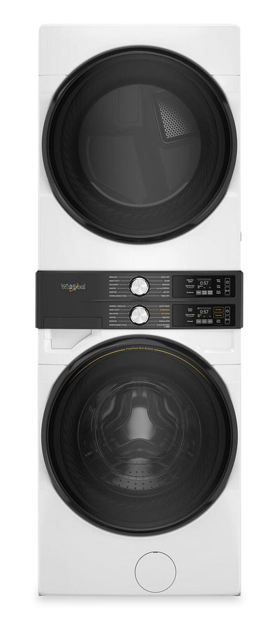 Whirlpool Front-Load Laundry Tower with 5.2 Cu. Ft. Washer and 7.4 Cu. Ft. Gas Dryer - White - WGF5727TW | Tour de lavage Whirlpool à chargement frontal avec laveuse de 5,2 pi³ et sécheuse à gaz de 7,4 pi³ - Blanche - WGF5727TW