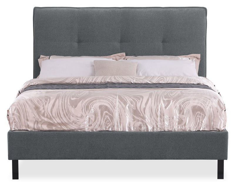 Amos Upholstered Platform Bed in Charcoal Fabric with Tufted Headboard - King Size