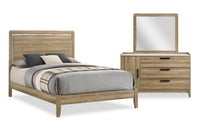 Sable 5pc Bedroom Set with Bed, Dresser & Mirror, Light Brown - Full Size 