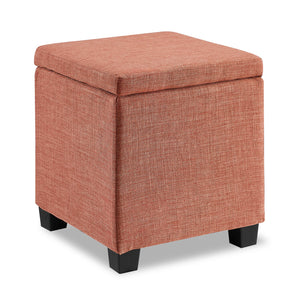 Halifax Square Fabric Storage Ottoman - Orange