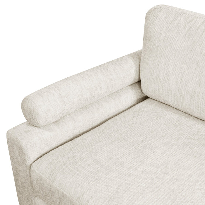 Lounge 4-Piece Chenille Modular Sectional with Ottoman – Beige 