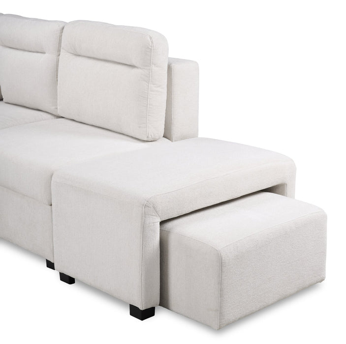Primo Coast 3-Piece Right-Facing Ivory White Fabric Sleeper Sectional with Storage Chaise and Storage Armrest