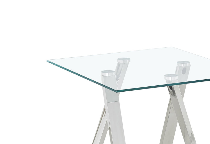 Briar 22\" Modern Glass Top End Table - Silver