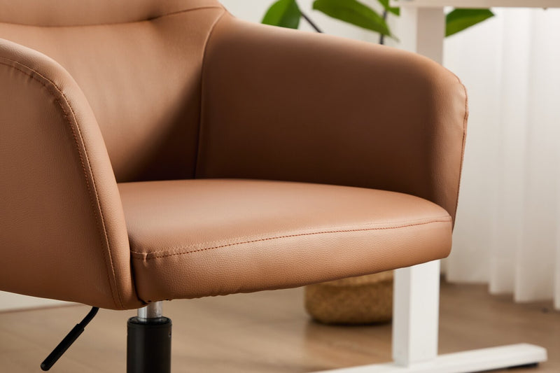 Stevie 23\" Swivel Leather-Like Office Chair with Adjustable Height – Dark Brown