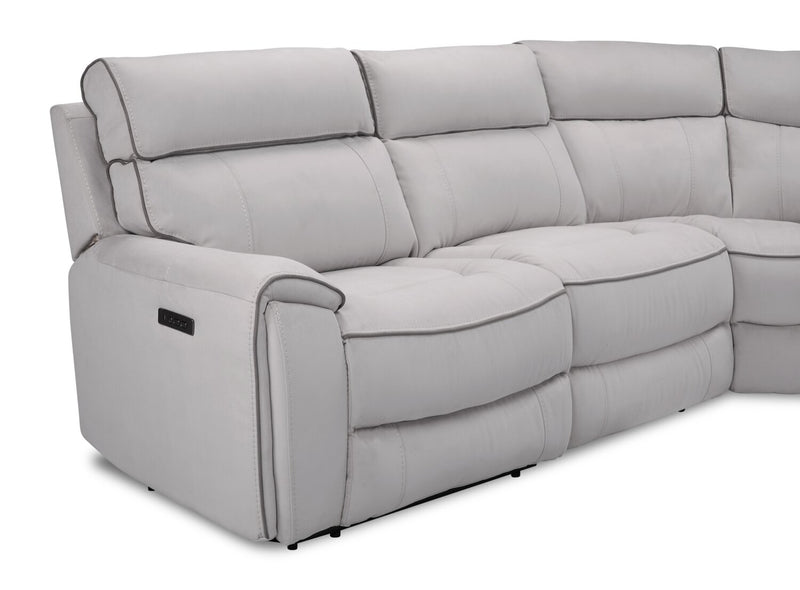 Cindy Crawford Home Newport 6-Piece Right-Facing Faux Suede Power Reclining Sectional - Grey