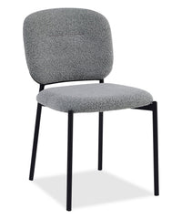 Luka Dining Chair with Boucle Fabric, Metal - Grey
