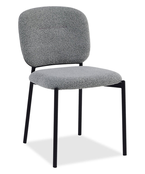Luka Dining Chair with Boucle Fabric, Metal - Grey